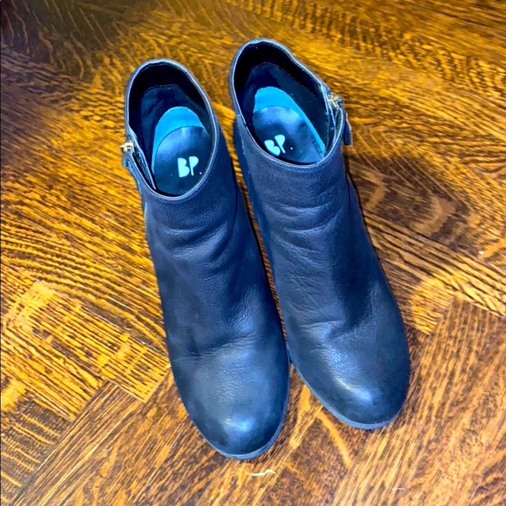 BP heeled black leather booties sz 9M
